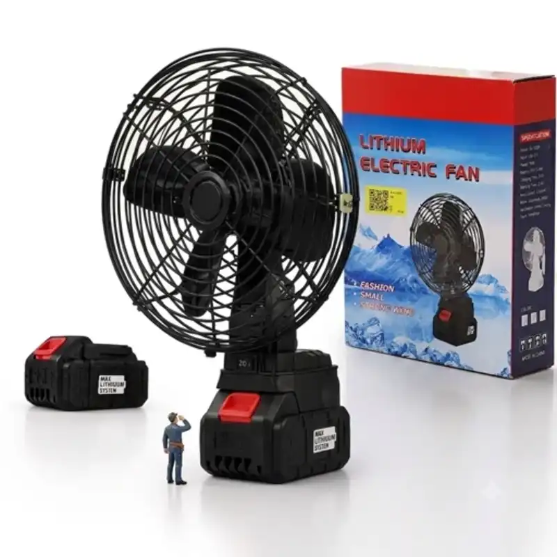 پنکه شارژی فلزی مدل LITHIUM Electric Fan همراه دو  باتری 48 ولت و شارژر