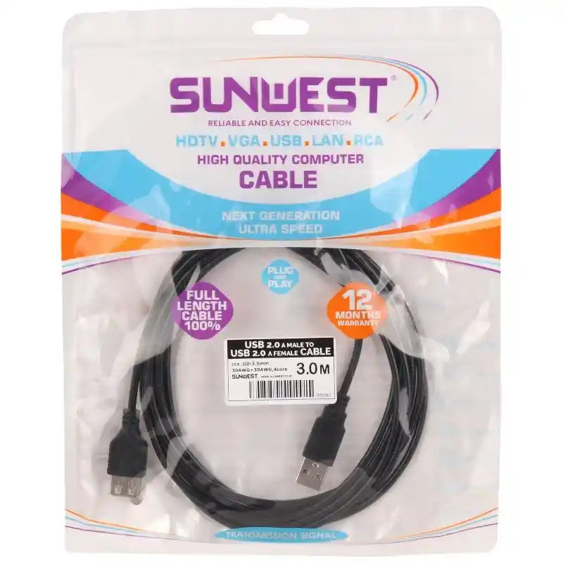 کابل افزایش طول USB 3m Sunwest 