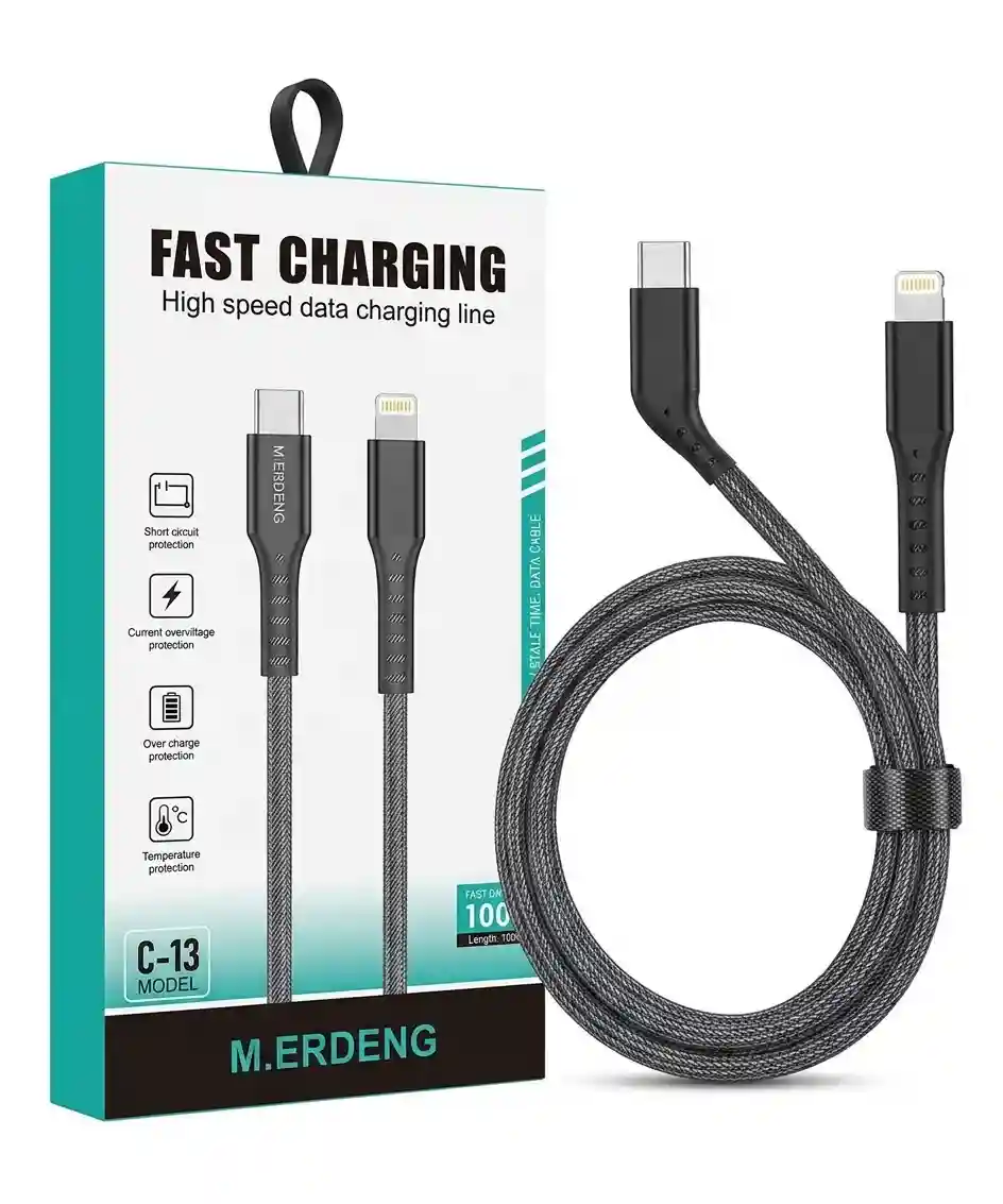 کابل شارژ PD فست اپل تایپ سی به لایتنینگ Merdeng برزنتی  مدل C-13