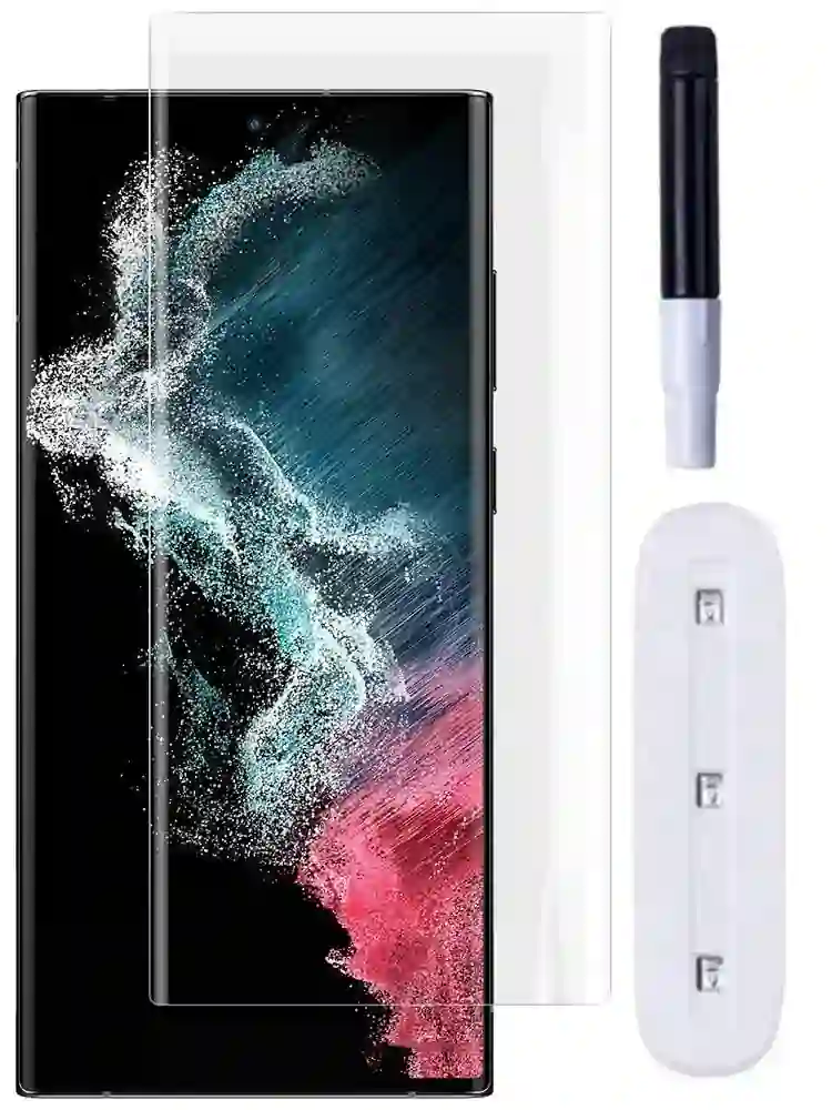 محافظ صفحه نمایش (گلس) UV شیشه‌ای بدون حاشیه مشکی سامسونگ Samsung Galaxy S23 Ultra / S22 Ultra